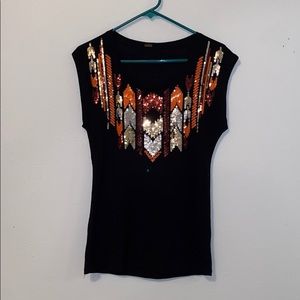 Black sequined top